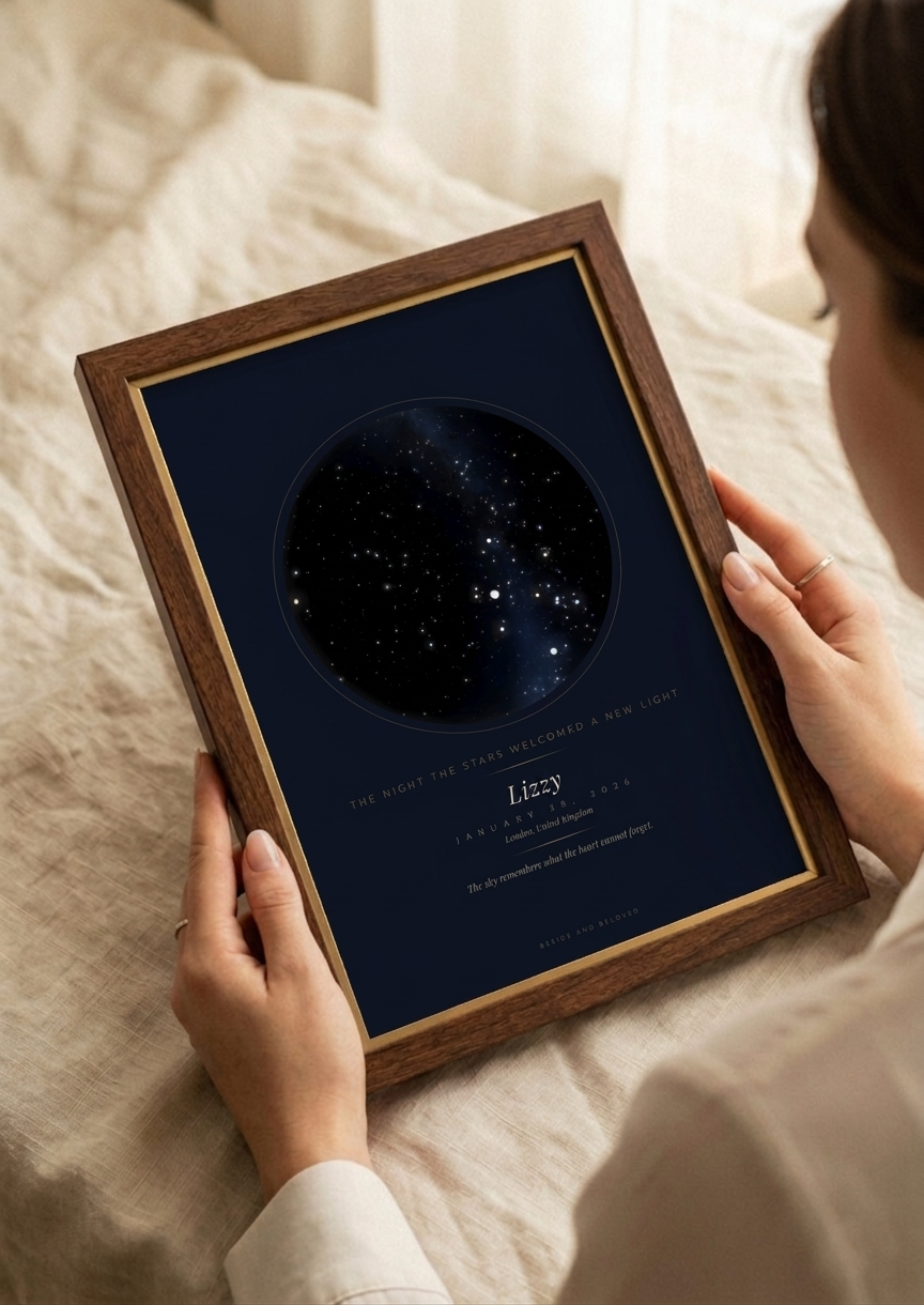 Custom Memorial Star Map — "The Night the Stars Welcomed a New Light" | Digital Download