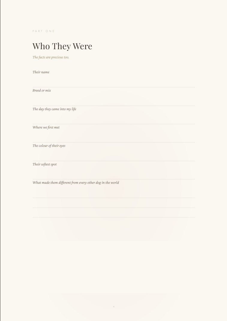 Pet Loss Grief Journal — "For the One Who Was My Whole World"