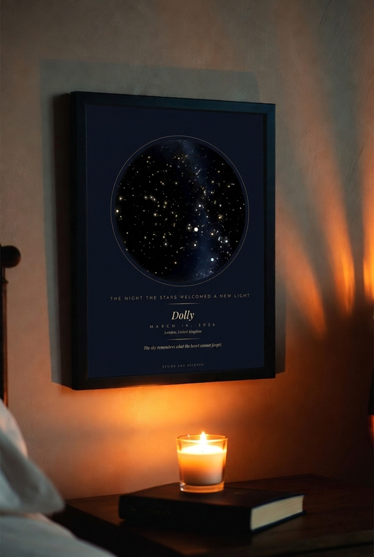 Custom Memorial Star Map — "The Night the Stars Welcomed a New Light" | Digital Download